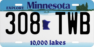 MN license plate 308TWB