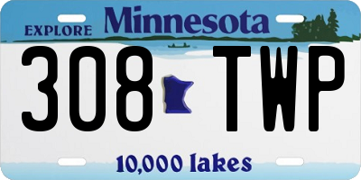 MN license plate 308TWP