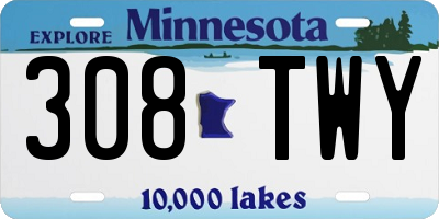 MN license plate 308TWY