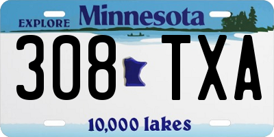 MN license plate 308TXA