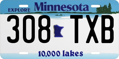 MN license plate 308TXB