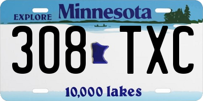 MN license plate 308TXC