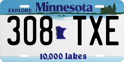 MN license plate 308TXE