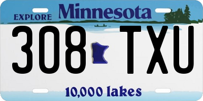 MN license plate 308TXU