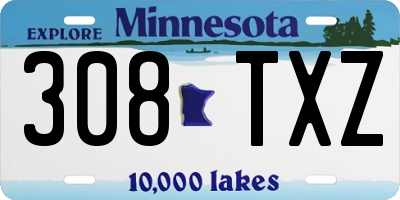 MN license plate 308TXZ