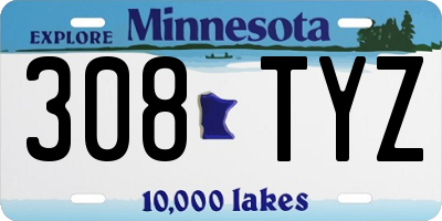 MN license plate 308TYZ
