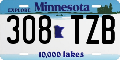 MN license plate 308TZB