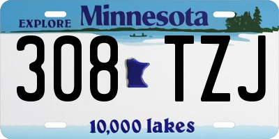 MN license plate 308TZJ