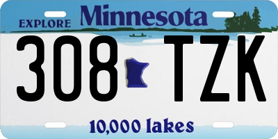 MN license plate 308TZK