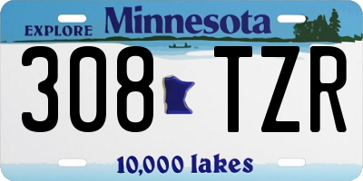 MN license plate 308TZR