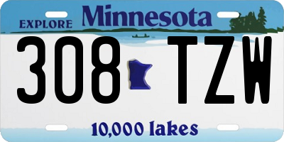 MN license plate 308TZW
