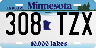 MN license plate 308TZX