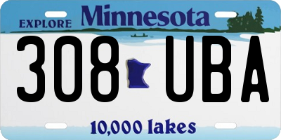 MN license plate 308UBA