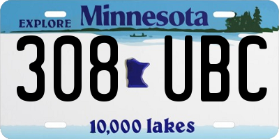 MN license plate 308UBC