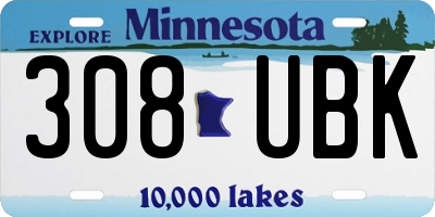 MN license plate 308UBK