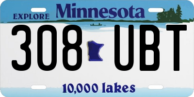 MN license plate 308UBT