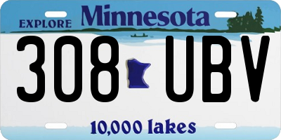 MN license plate 308UBV