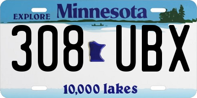 MN license plate 308UBX
