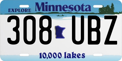 MN license plate 308UBZ