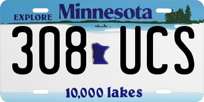 MN license plate 308UCS