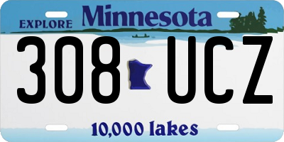 MN license plate 308UCZ