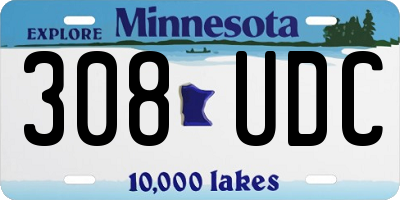 MN license plate 308UDC