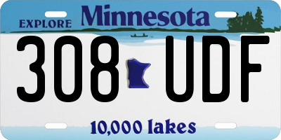 MN license plate 308UDF