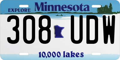 MN license plate 308UDW