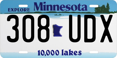 MN license plate 308UDX