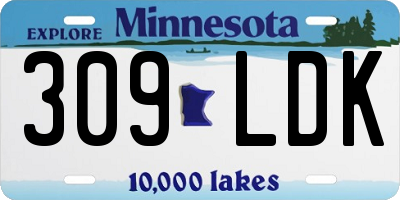 MN license plate 309LDK