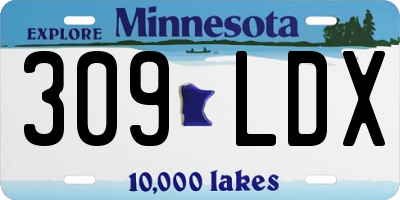 MN license plate 309LDX