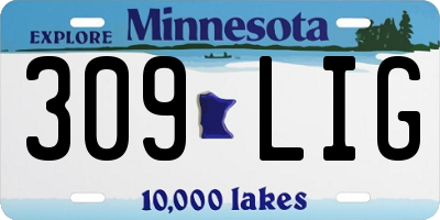 MN license plate 309LIG
