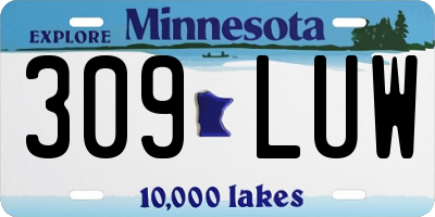 MN license plate 309LUW