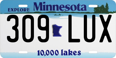 MN license plate 309LUX