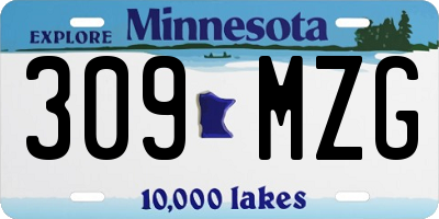 MN license plate 309MZG