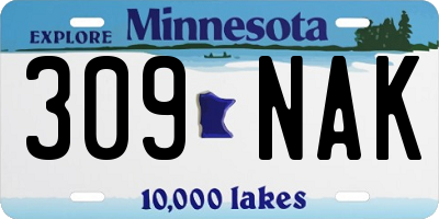 MN license plate 309NAK