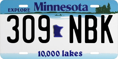 MN license plate 309NBK
