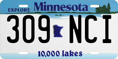 MN license plate 309NCI