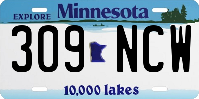 MN license plate 309NCW