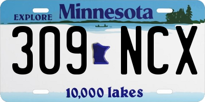 MN license plate 309NCX