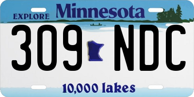 MN license plate 309NDC