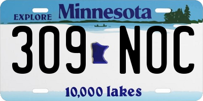 MN license plate 309NOC
