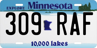 MN license plate 309RAF