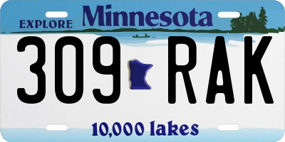 MN license plate 309RAK
