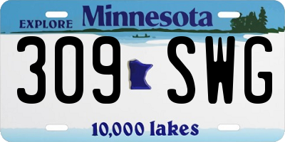 MN license plate 309SWG