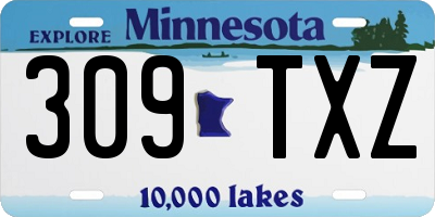 MN license plate 309TXZ