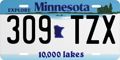 MN license plate 309TZX