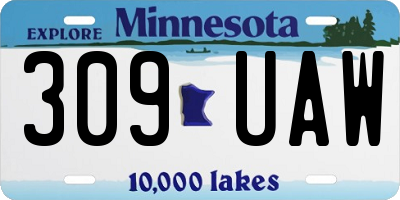 MN license plate 309UAW
