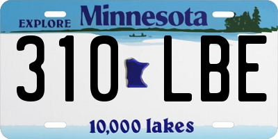 MN license plate 310LBE