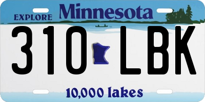 MN license plate 310LBK